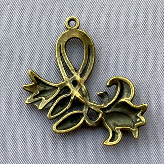 Tulip Rose Stem Flower Flourish Charms 37x32mm Antique Brass Plated Alloy Q3 Per Pkg