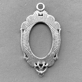 Baroque Oval Cabochon Setting Pendants 42x24mm Antique Silver Plated Alloy Q20 Per Pkg