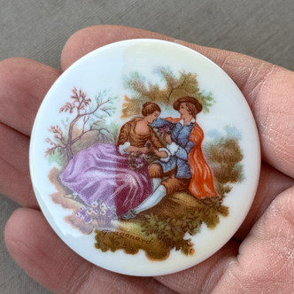 53mm Vintage Love Story Limoge Cabochon Resin Per Pc