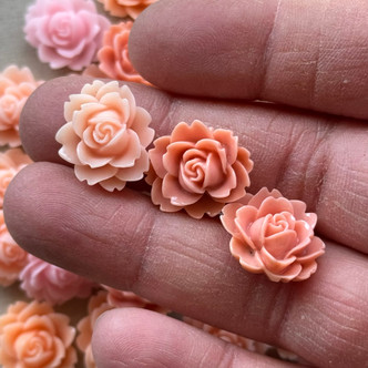 18mm Peach Mix Rose Cabochons Resin Acrylic Q24 Per Pkg