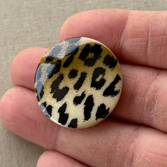 30mm Cheetah Leopard Print Limoge Cabochon Resin Per Pc