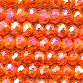 Electric Orange AB 6x4mm Rondelle Chinese Crystal Glass Beads Per Strand
