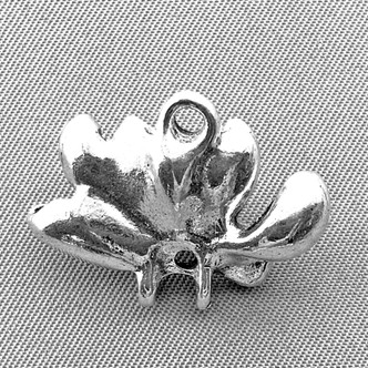 Lotus Peony Flower 4 Loop Links 18x25mm Antique Silver Plated Alloy Q12 Per Pkg