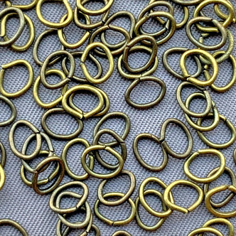 Oval Open 5x4mm Jump Rings 24 Gauge Antique Brass Plated Alloy Q100 Per Pkg