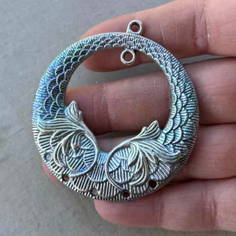 Blue Shimmer Oceania Art Nouveau Pendant Artisan Hand Painted 62x58mm Per Pc