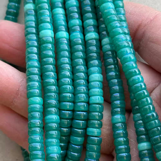 6x3mm Heishi Czech Glass Beads Turquoise Jade AB Q50 Per Strand