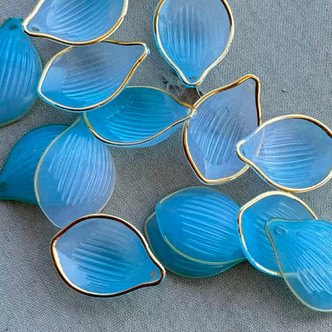 22x15mm Gilded Acrylic Petal Charms Blue Green Mix Q32 Per Pkg