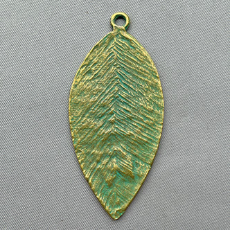Verdigris Patina Leaf Pendants 59x27mm Antique Brass Plated Alloy Q2 Per Pkg