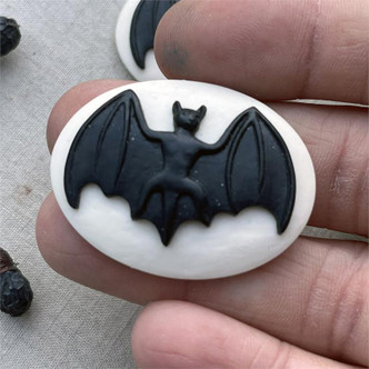 BIG Black Bat White Resin Cabochon Acrylic 39x29mm Q2 Pcs Per Pkg