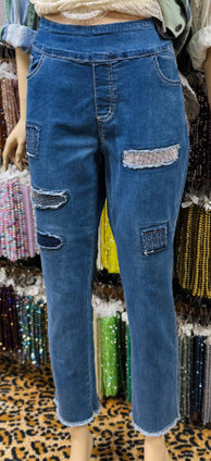 Bling Lace Denim Jeans Stretchy Rhinestone Patches The Catherine Ethyl Clothing Plus Size