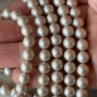 8mm Frosted Antique White Shell Pearl Beads Per Strand