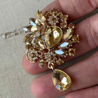 2inch Drop Victorian Style Brooch Pin Brandy Rhinestone Per Pc