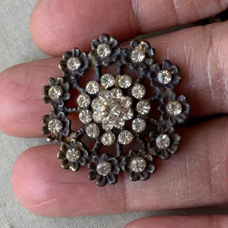 33mm Rhinestone Medallion Ancient Alchemy Dark Patina Gold Plated Alloy Per Pc