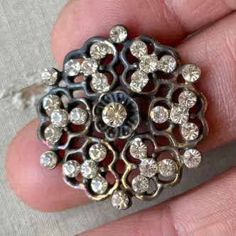 30mm Rhinestone Medallion Ancient Alchemy Dark Patina Gold Plated Alloy Per Pc