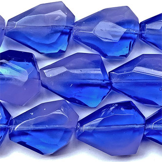 Blue Quartz Glass 22x19mm Nugget Beads 4 Pcs Per Strand