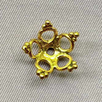 5 Loop Dotted 12mm Bead Caps Solid Brass Q20 Per Pkg