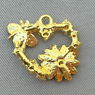 Imitation Pearl Floral Enamel Honeybee Heart Charms 18x20mm Gold Plated Alloy Q4 Per Pkg