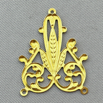 Filigree Wheat 3 Loop Chandelier Links 30x22mm Solid Brass Q10 Per Pkg