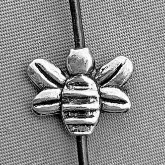 Flat Honeybee Beads 12x14mm Antique Silver Plated Alloy Q30 Per Pkg