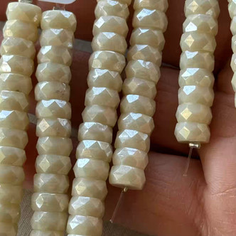 8x4mm Faceted Heishi Czech Glass Beads Creamrose Satin Q15 Per Strand