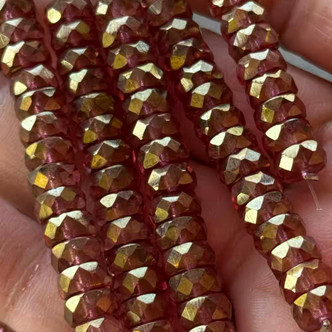 8x4mm Faceted Heishi Czech Glass Beads Boysenberry Luster Q15 Per Strand