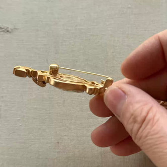 4 Inch King's Scepter Brooch Pin Rhinestone Satin Hamilton Gold Per Pc