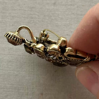 1.75 Inch Champagne Crown Brooch Pin Glass Rhinestone Gold Per Pc
