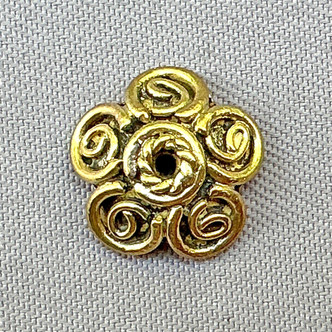 Flower Bead Caps 10mm Solid Brass Q20 Per Pkg