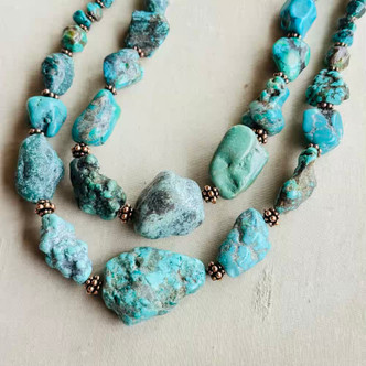 Miss West Turquoise Necklace Multi Strand Copper Artisan Made Per Pc