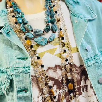 Miss West Turquoise Necklace Multi Strand Copper Artisan Made Per Pc