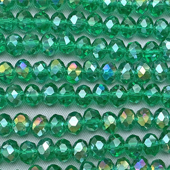 Emerald AB 6x4mm Rondelle Chinese Crystal Glass Beads Per Strand
