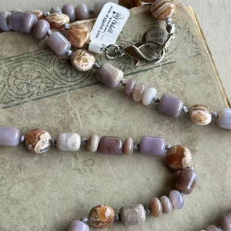 A Touch of Magic Purple Agate Honey Rhodochrosite Soldered Necklace Knotted Artisan Made Per Pc