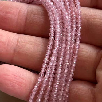 2.5mm Rose Pink Cubic Zirconia Micro Faceted Round Beads 80Pcs Per Strand