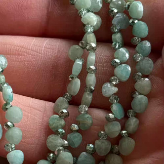 4-5mm AA+ Amazonite Faceted Petal Briolette Semi Precious Beads Per Strand