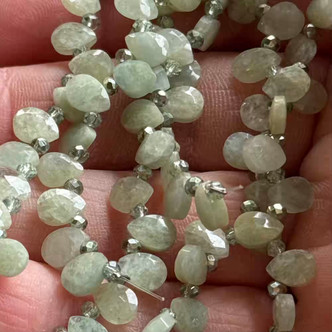 7mm A+ Aquamarine Faceted Pear Briolette Semi Precious Beads Per Strand