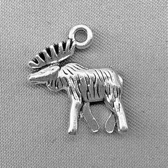 Moose Forest Hiking Camping Alaska Animal Charms 18x15mm Antique Silver Plated Alloy Q6 Per Pkg
