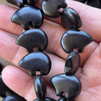 21x16mm Zuni Bear Magnesite Black Beads Semi Precious Stones Q12 Per Strand