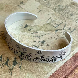 Hills of Flowers Stamped Metal Cuff Bracelet Aluminum Artisan Made Per Pc