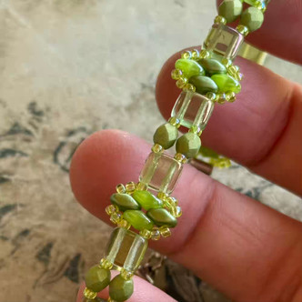 Pear Petites in Green Seed Beaded Bracelet Artisan Made Per Pc
