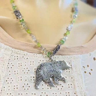 Happy Camper Bear Necklace Artisan Made Per Pc