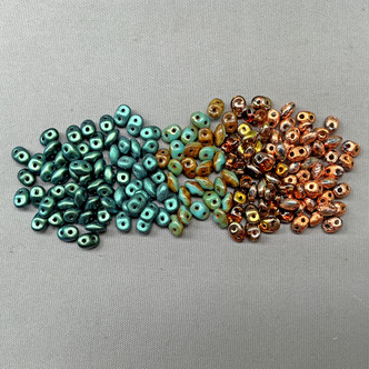 Ancient Copper Custom Dry Gulch Mix 5x2.5mm Czech Glass Two Hole SuperDuo Beads Per Tube