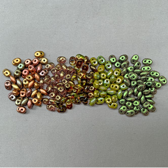 Moss Forest Custom Dry Gulch Mix 5x2.5mm Czech Glass Two Hole SuperDuo Beads Per Tube