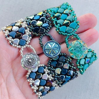 Mermaid Teal Ginko Vibes Woven Treasures Seed Beaded Bracelet Artisan Made Per Pc