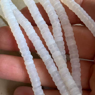 6x3mm Heishi Czech Glass Beads Matte Opalite AB Q50 Per Strand