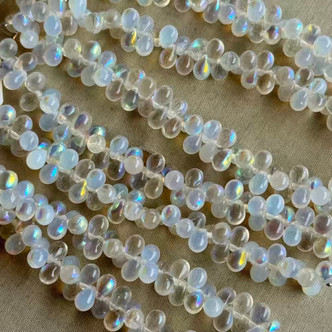 7x5mm Czech Glass Drop Beads Clear Crystal AB 50Pcs Per Strand