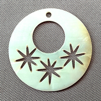 Cream Stars Donut 18mm MOP Shell Charms Q4 Per Pkg
