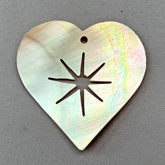 Sweet Peach Star Heart 36x35mm MOP Shell Pendants Q4 Per Pkg