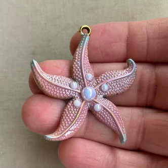 Sprinkles Starfish Sea Star Pendant Hand Painted Patina Per Pc
