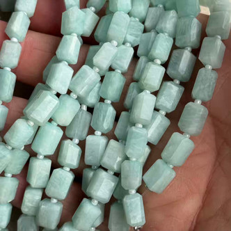 8-10mm Amazonite Faceted Rectangle Nugget AA Grade Semi Precious Stone Beads Per Strand