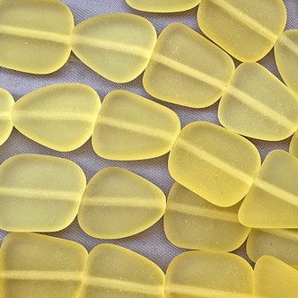 Lemon Small Flat Nugget 13-16mm Sea Glass Beads Per Strand